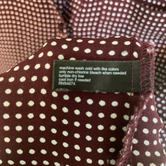 The Limited Ashton Maroon White Polka Dot Womens Long Sleeve Top Button Down XS - Picture 7 of 8